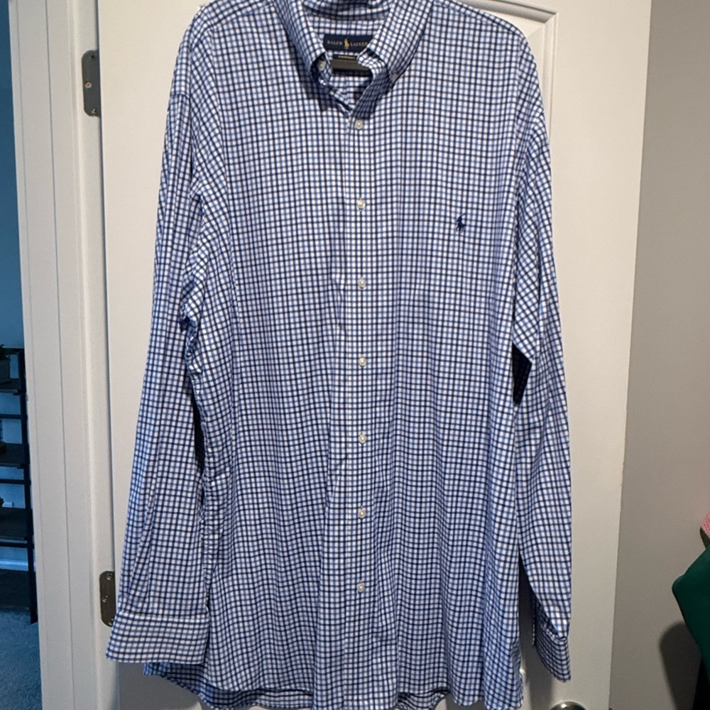 Polo by Ralph Lauren Blue and White Check Button-Down Shirt
